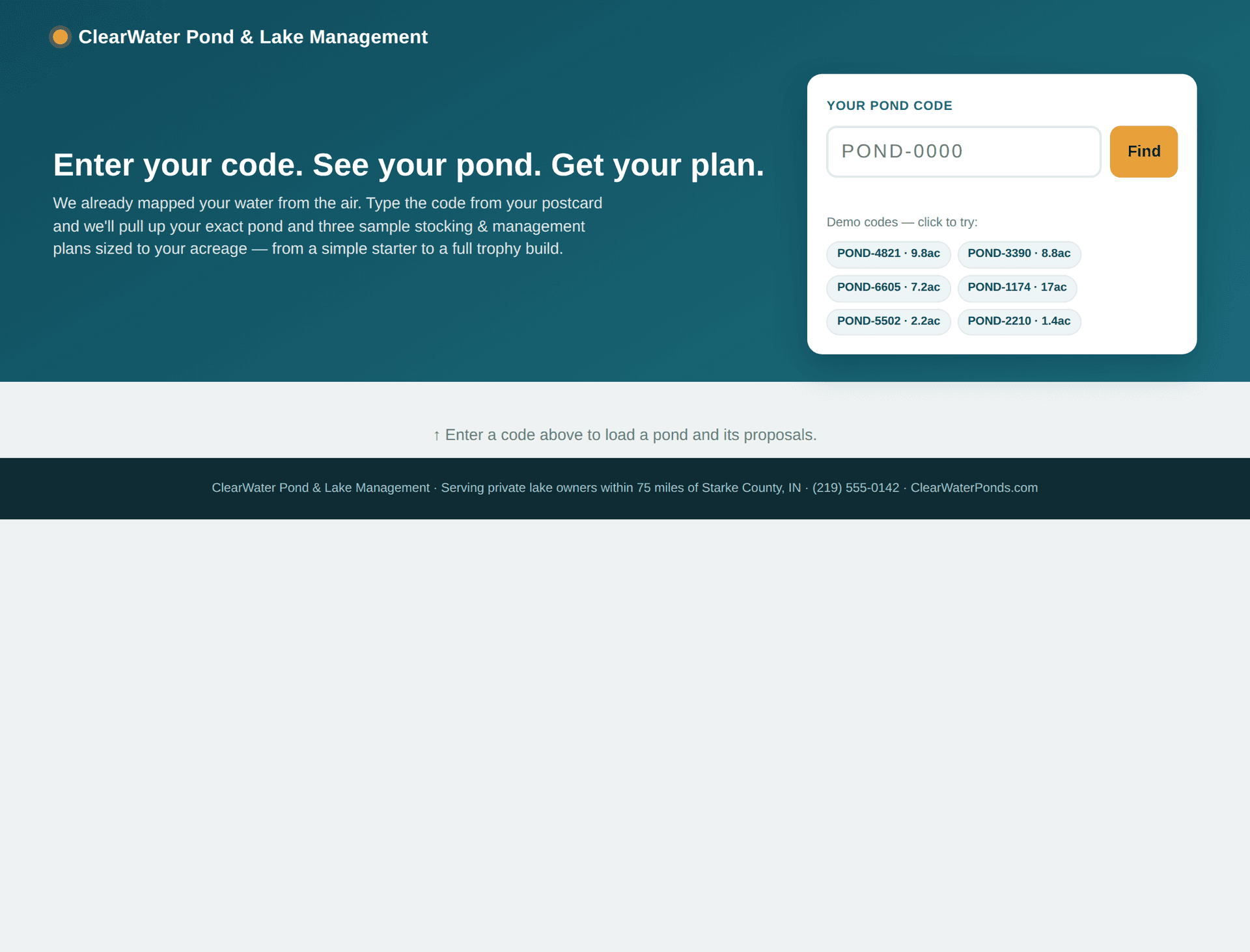 Let the Pond Owner Build Their Own Proposal: Turning First-Party Data into a Self-Qualifying Sales Tool