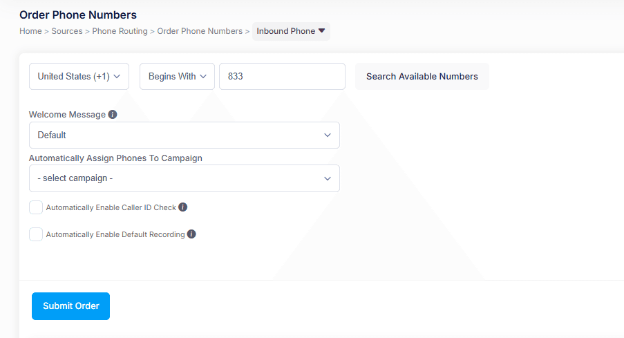 Step 1: Create an Inbound Phone Source